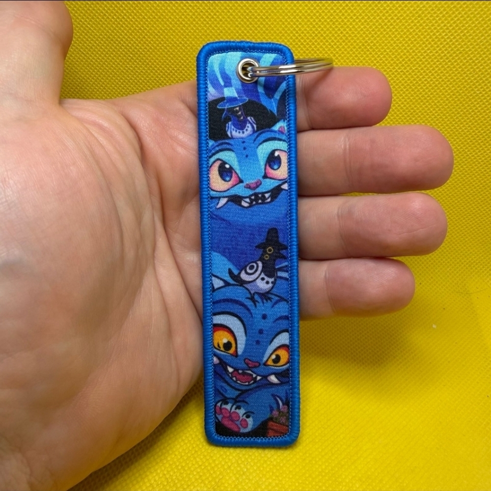 Blue Cat Pattern Neoprene Keychain Fob K-pop Demon Hunters